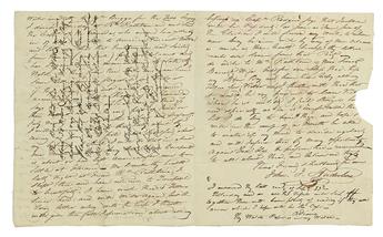 AUDUBON, JOHN JAMES. Autograph Letter, Signed, to his wife Lucy Bakewell Audubon,